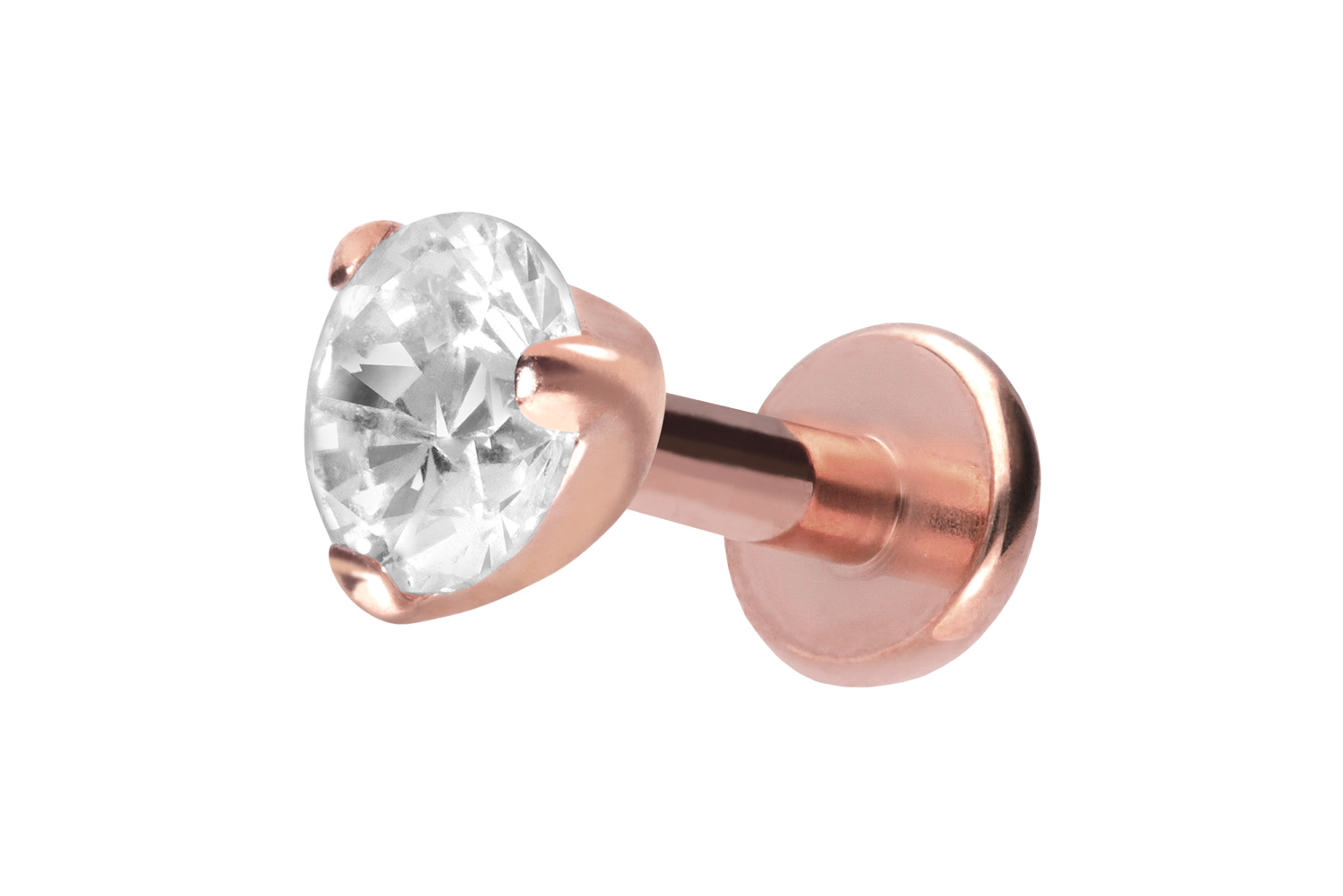 Titan Labret Piercing mit Innengewinde EINGEFASSTER KRISTALL